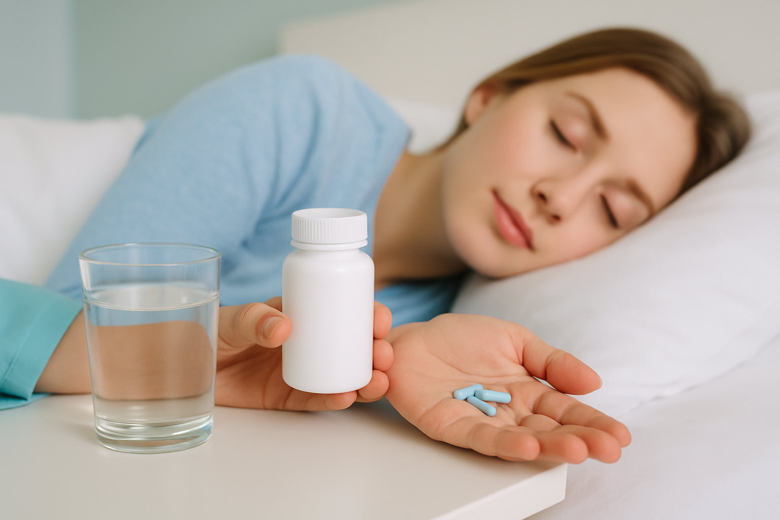 Antihistaminika-Tabletten als rezeptfreie Schlafmittel mit Warnhinweis zur kurzfristigen Anwendung
