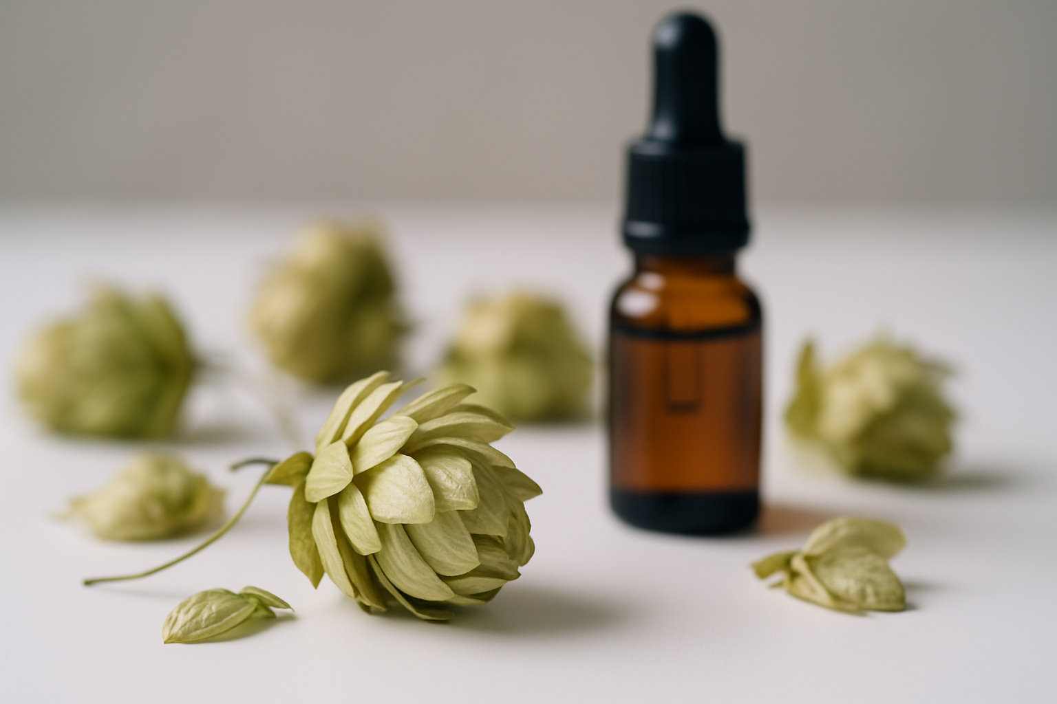 Hopfenzapfen und Hopfenpflanze als natürliches pflanzliches Schlafmittel